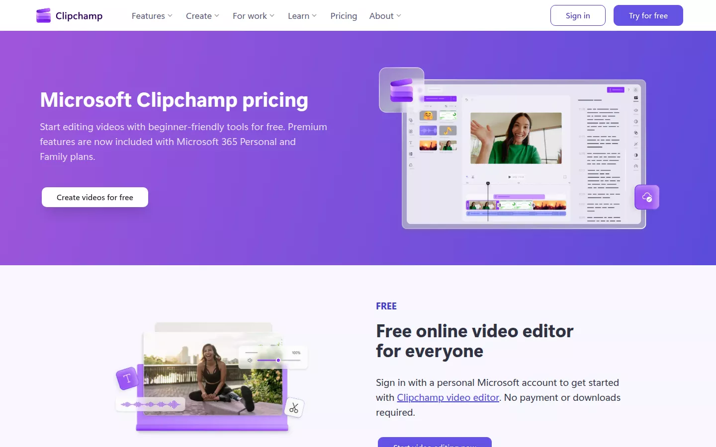 clipchamp.com/en/pricing, as of Oct 25, 2026