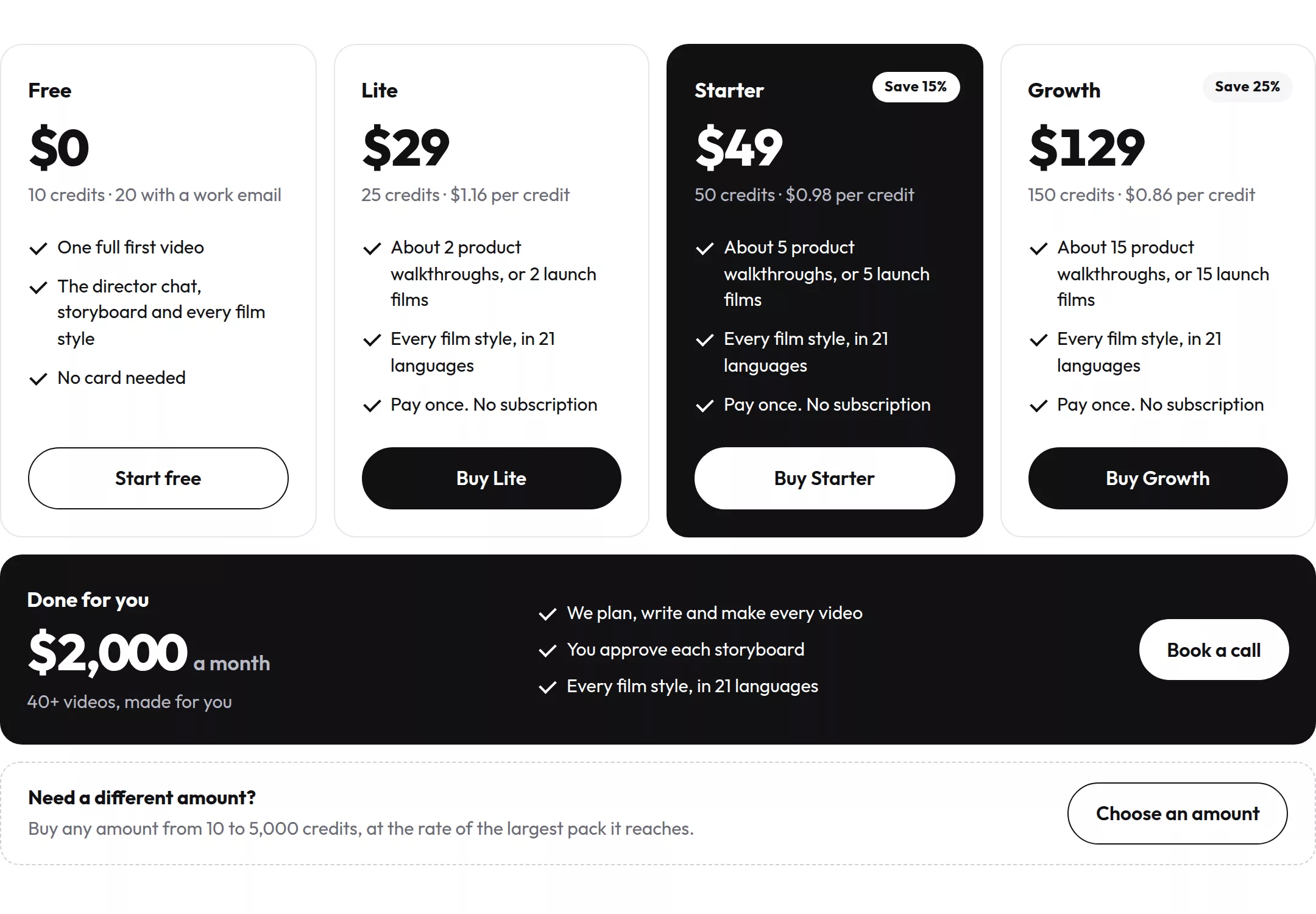 uscale pricing: the credit packs