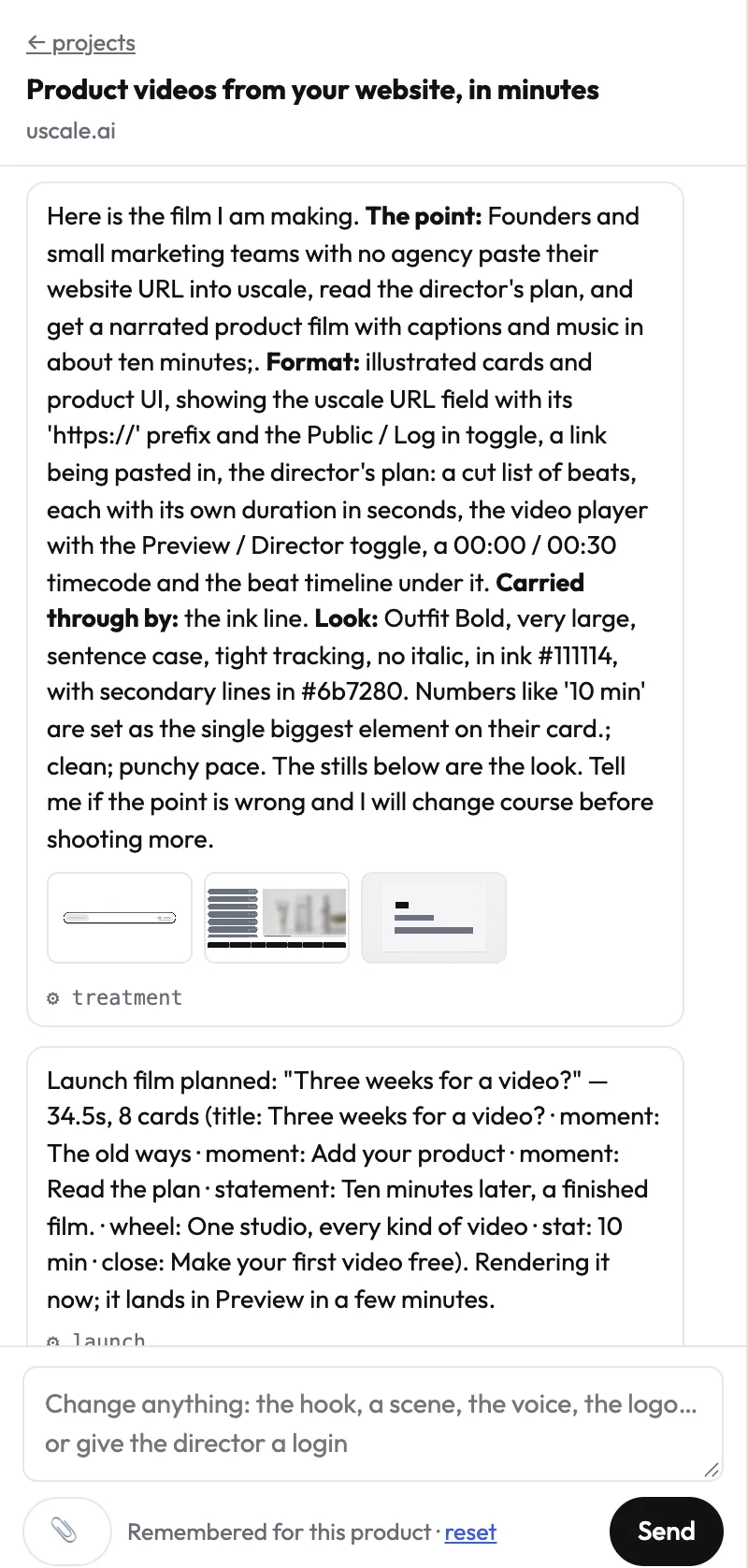 The art direction in the uscale chat: the film's point, its palette and type, with still frames of the look