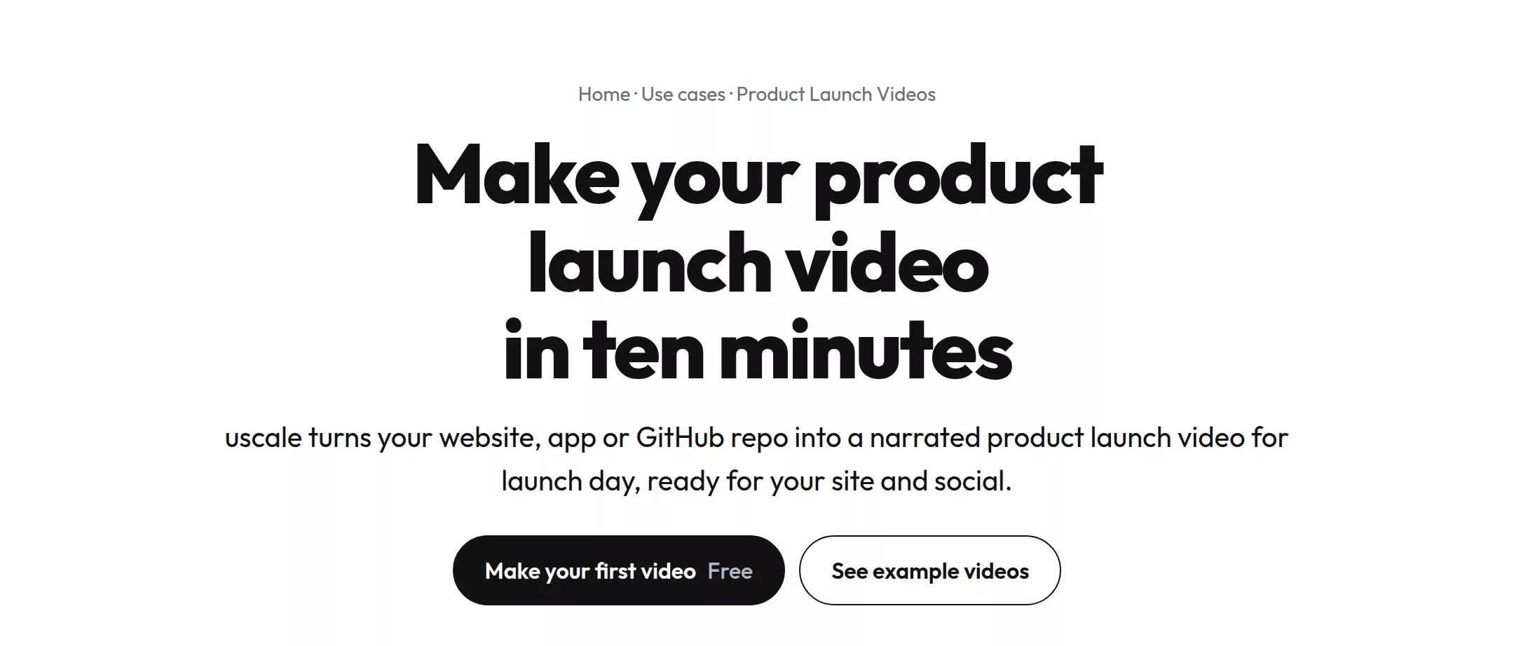 The product launch video page on uscale.ai