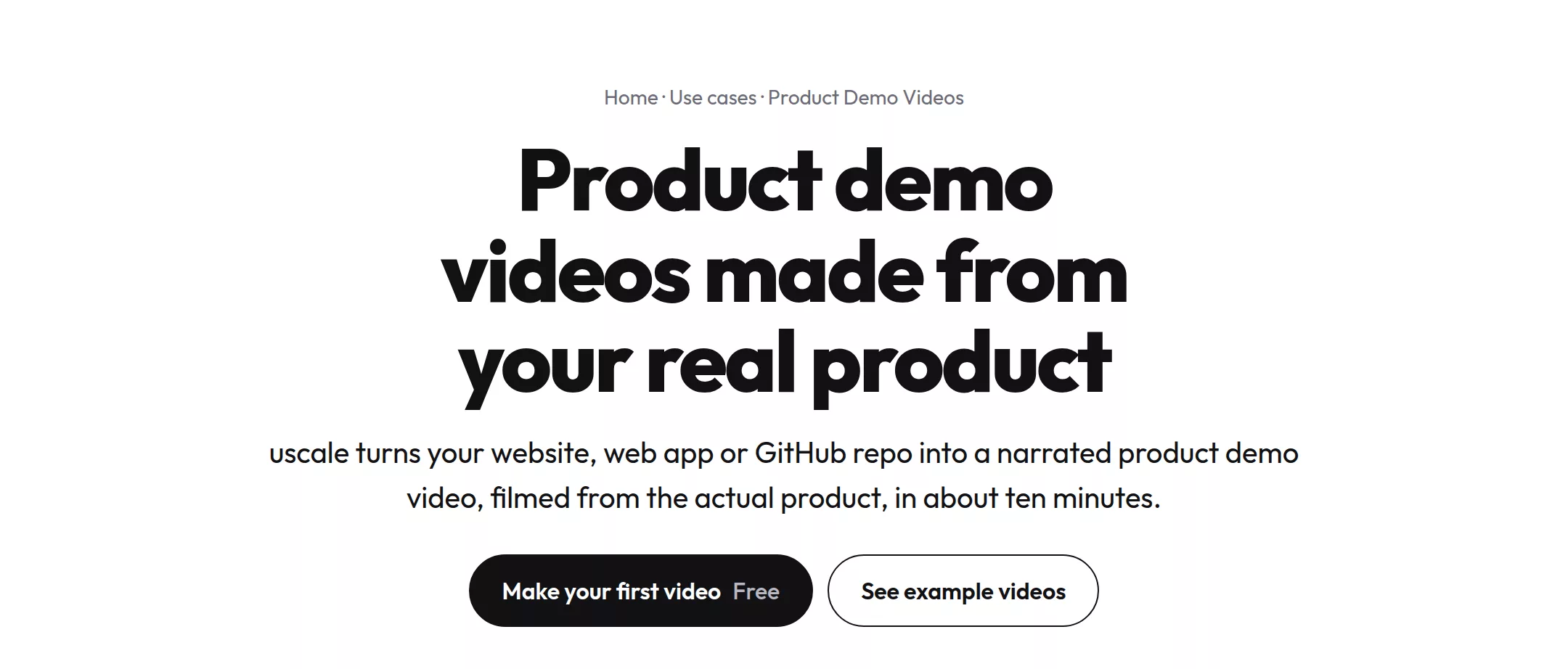 The product demo video page on uscale.ai