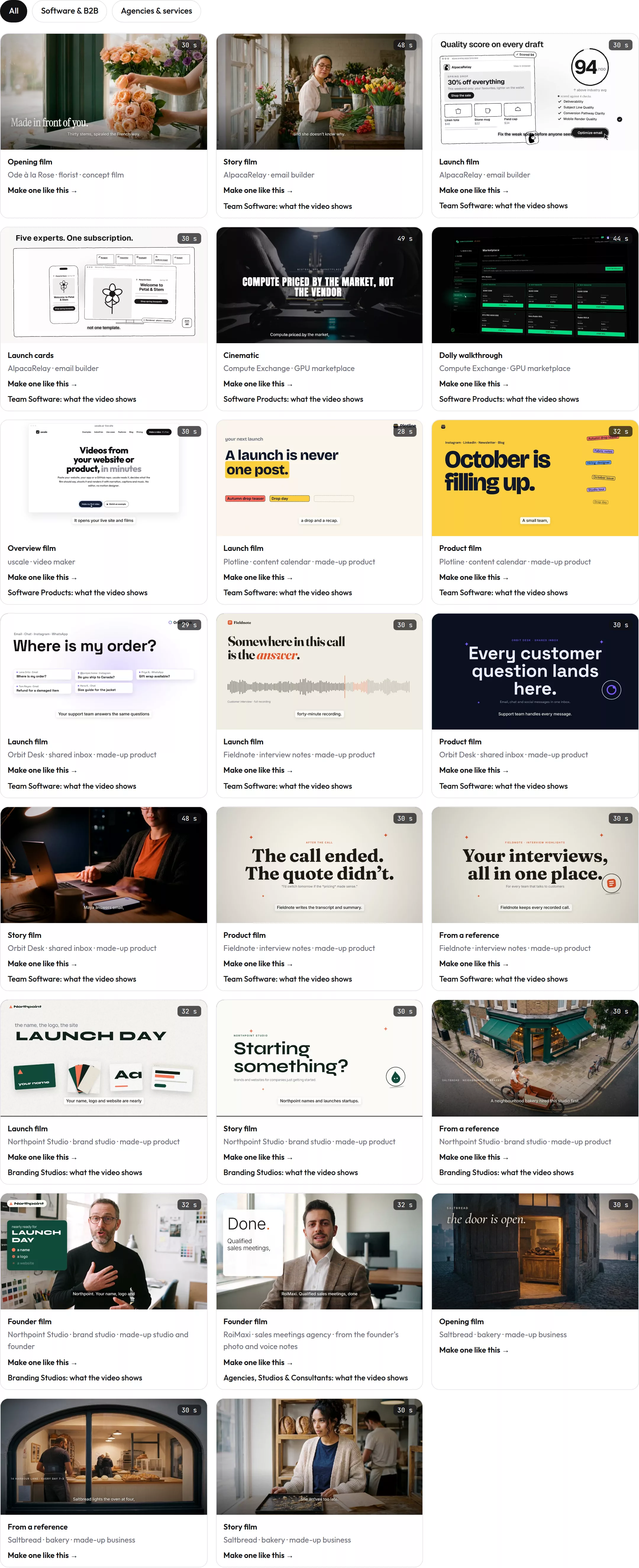 Example videos made with uscale, filtered by industry