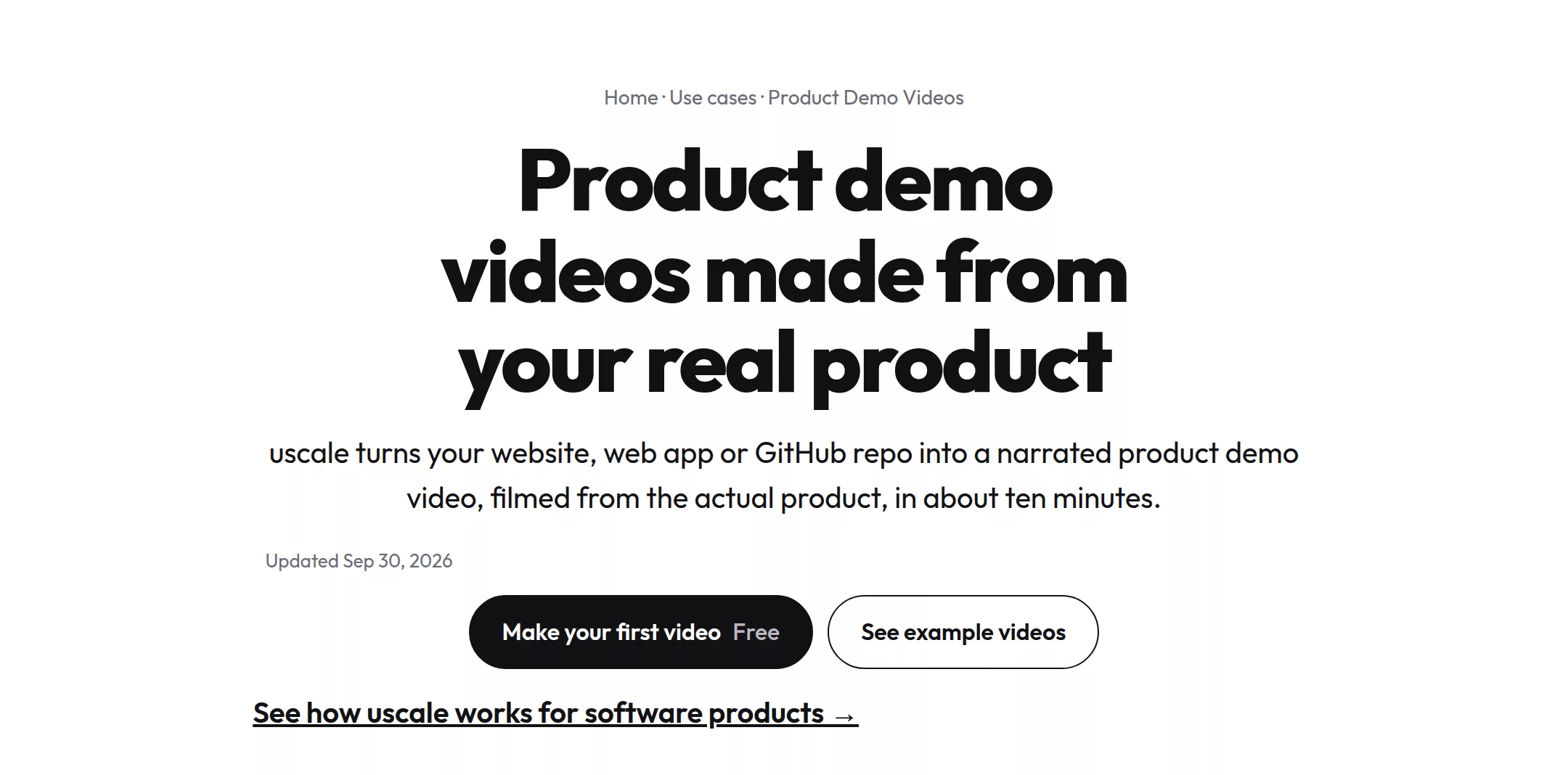 The product demo video page on uscale.ai